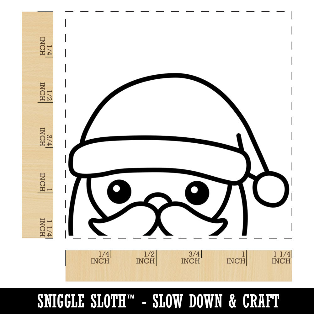 Peeking Santa Christmas Square Rubber Stamp for Stamping Crafting