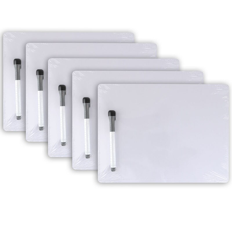Dry Erase Whiteboard, 1-Sided, Plain, with Marker/Eraser, 9&#x22; x 12&#x22;, 5 Sets