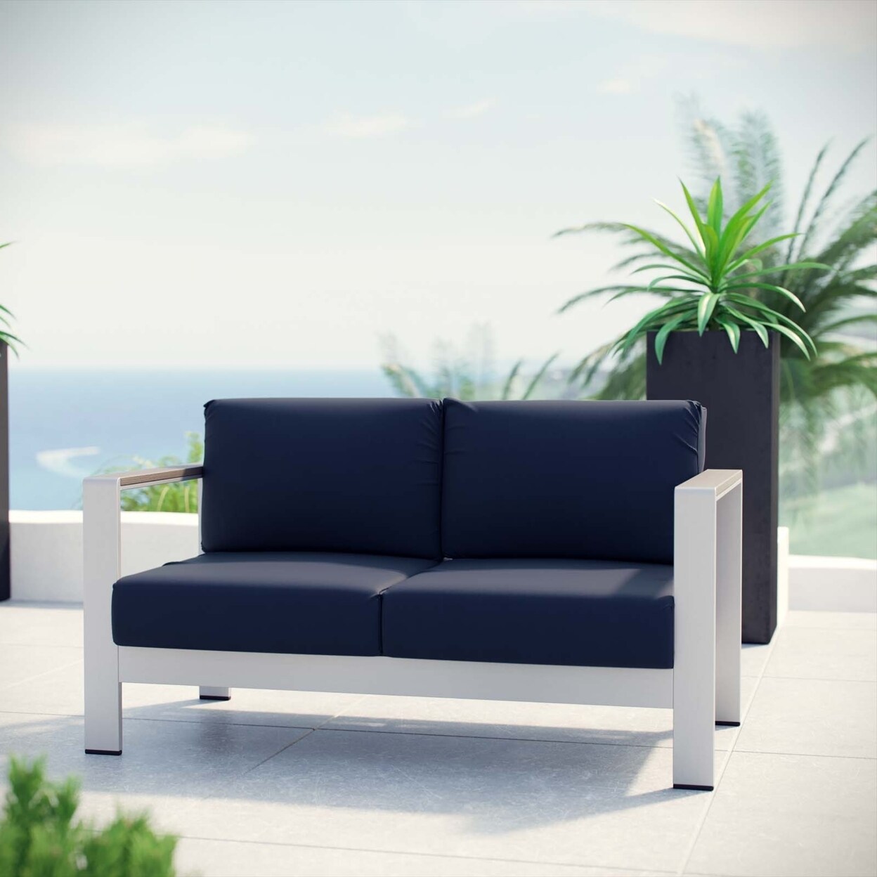 Modway Shore Outdoor Patio Aluminum Loveseat-EEI-2267