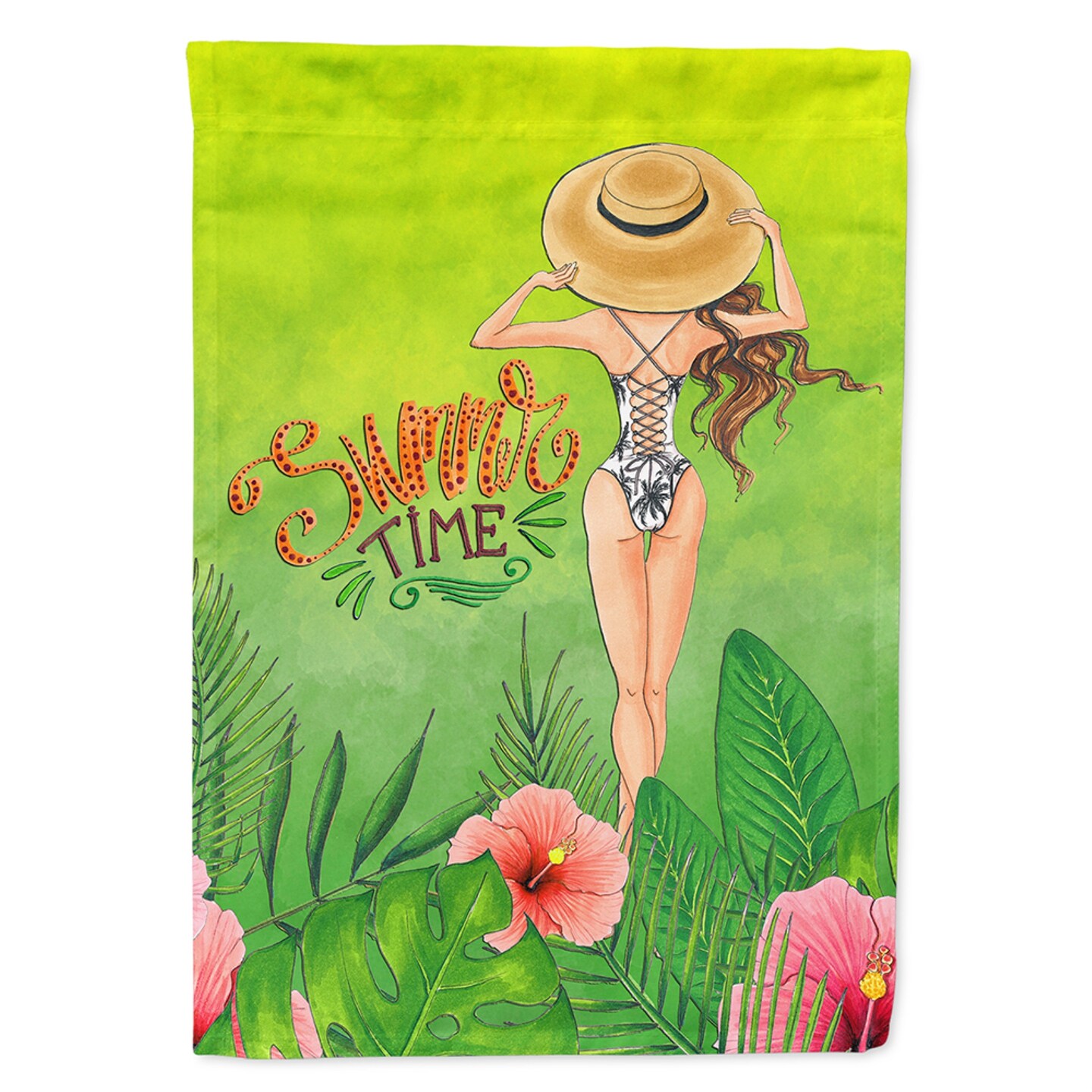 &#x22;Caroline&#x27;s Treasures BB7455CHF Summer Time Lady in Swimsuit Canvas House Size outdoor-flags, Multicolor&#x22;