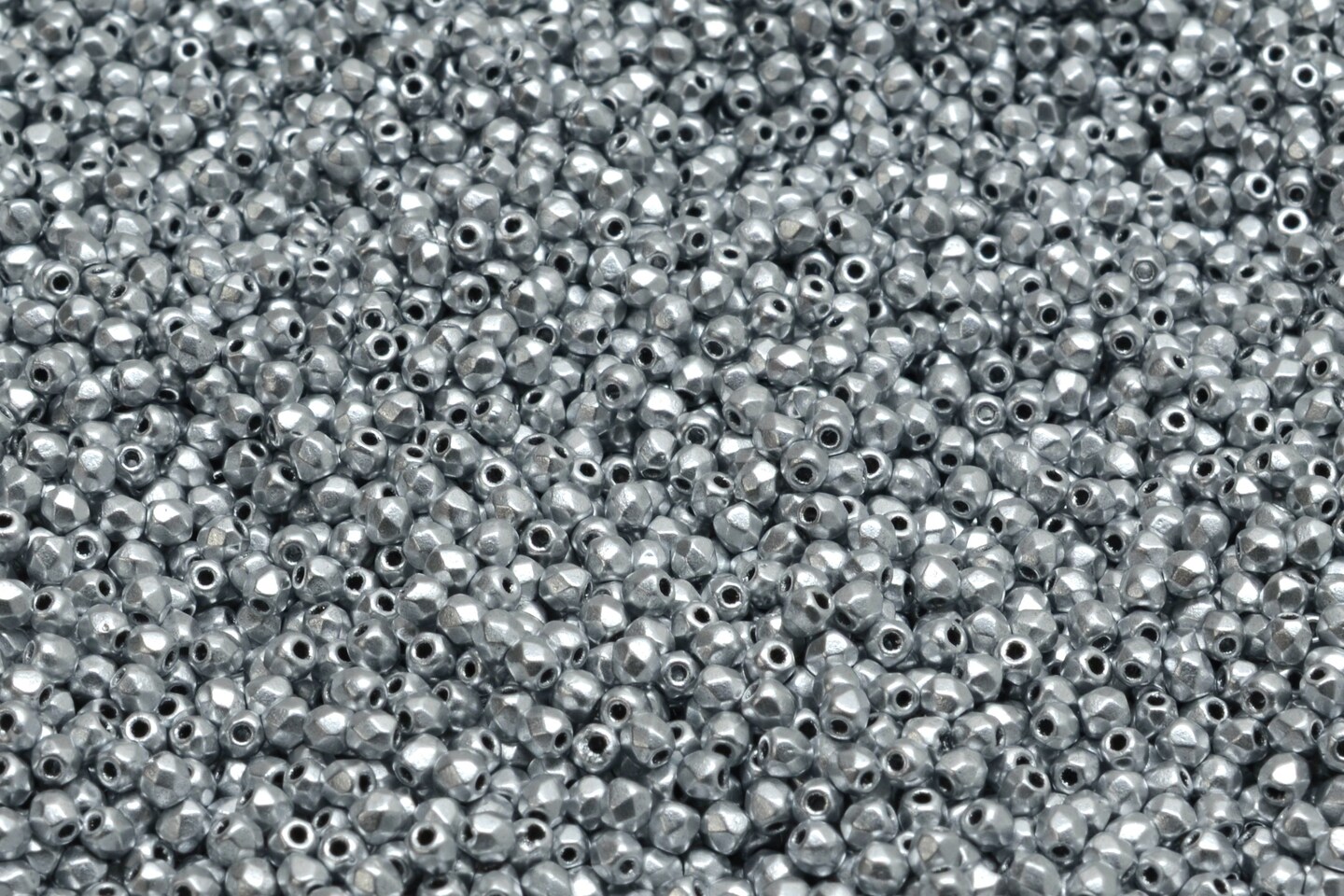 2mm Czech Fire Polish Beads, Silver Aluminum Matte, 50 pieces