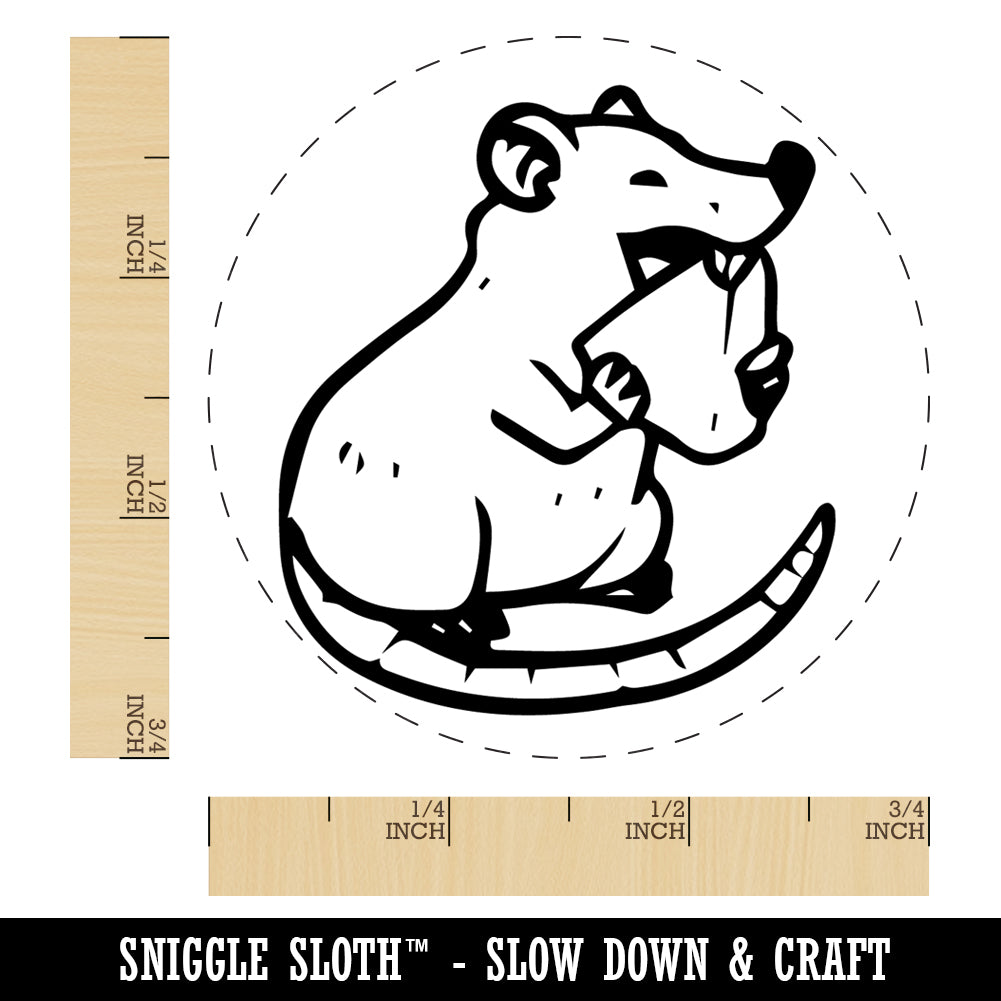 Happy Rat Eating Cheese Rubber Stamp for Stamping Crafting Planners
