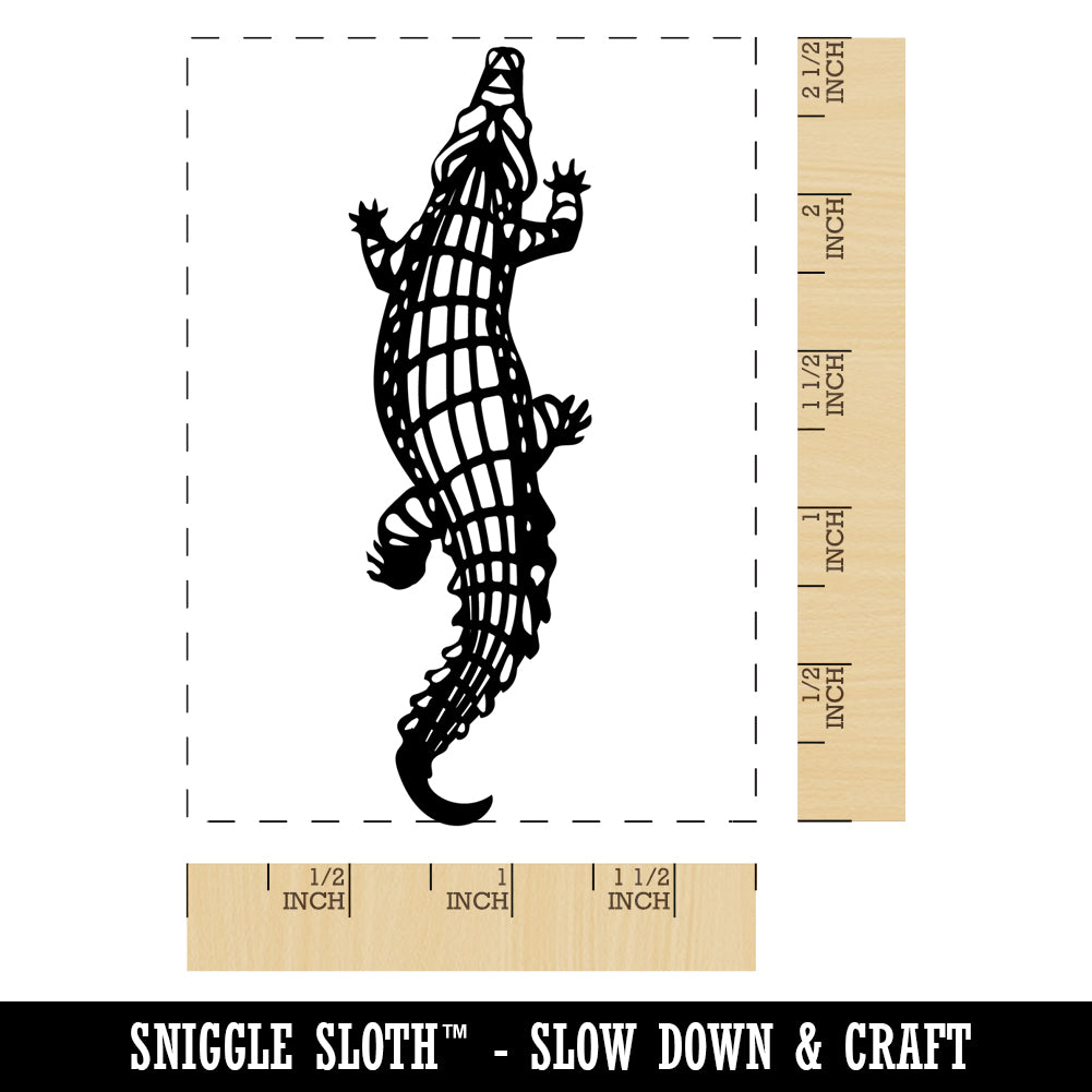 Crawling Crocodile Alligator Reptile Rectangle Rubber Stamp for Stamping Crafting