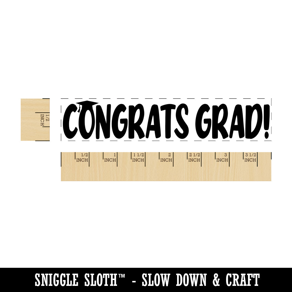 Congrats Grad Graduate Graduation Rectangle Rubber Stamp for Stamping Crafting