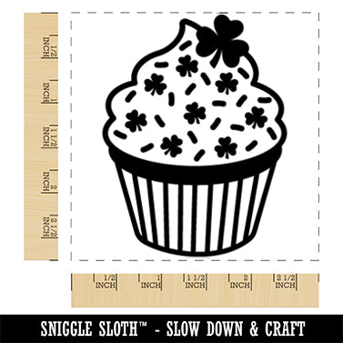 Shamrock Sprinkle Cupcake St. Patrick&#x27;s Day Square Rubber Stamp for Stamping Crafting