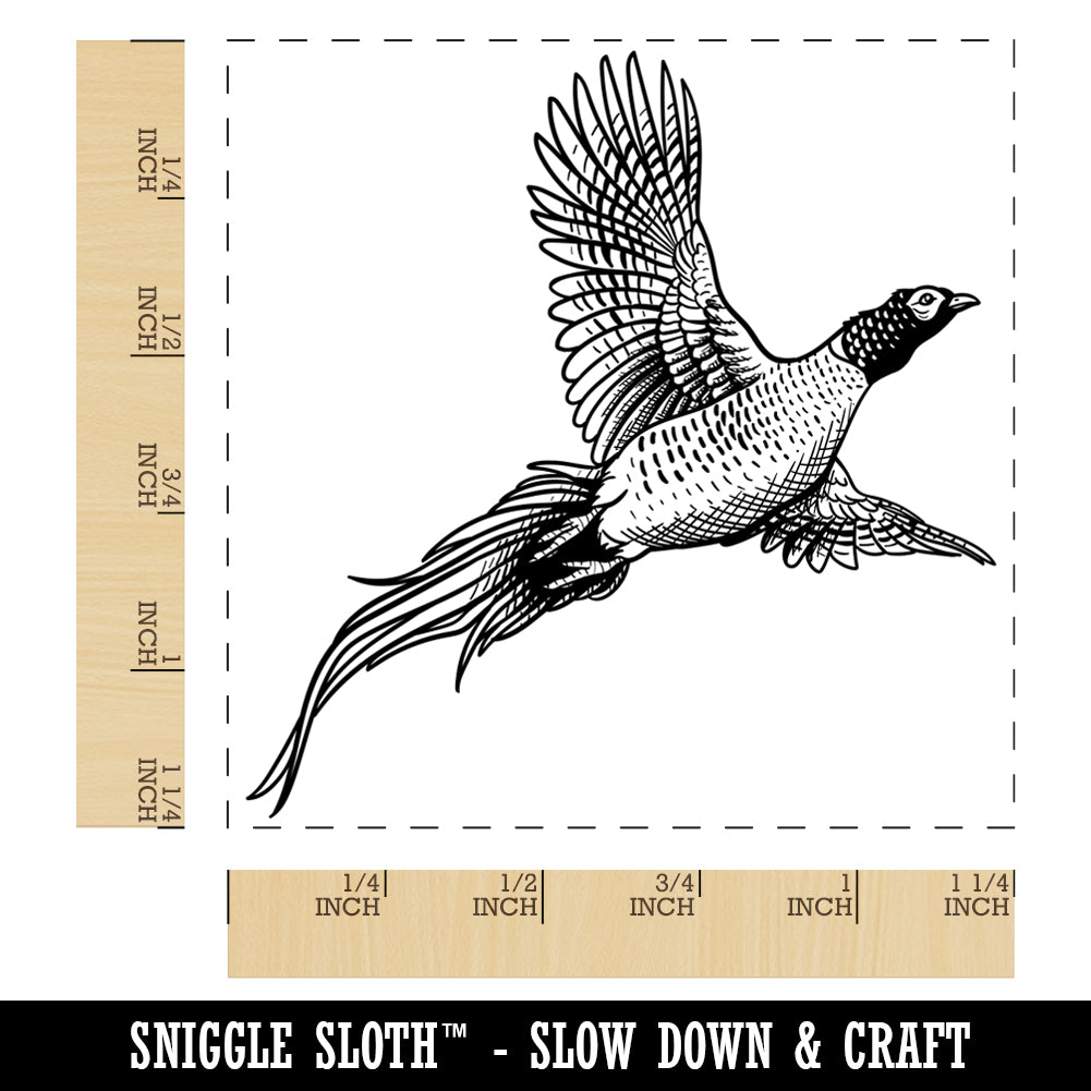 Pheasant Flying Square Rubber Stamp for Stamping Crafting
