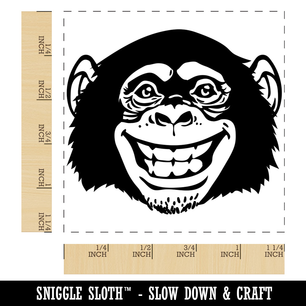 Grinning Chimpanzee Monkey Square Rubber Stamp for Stamping Crafting