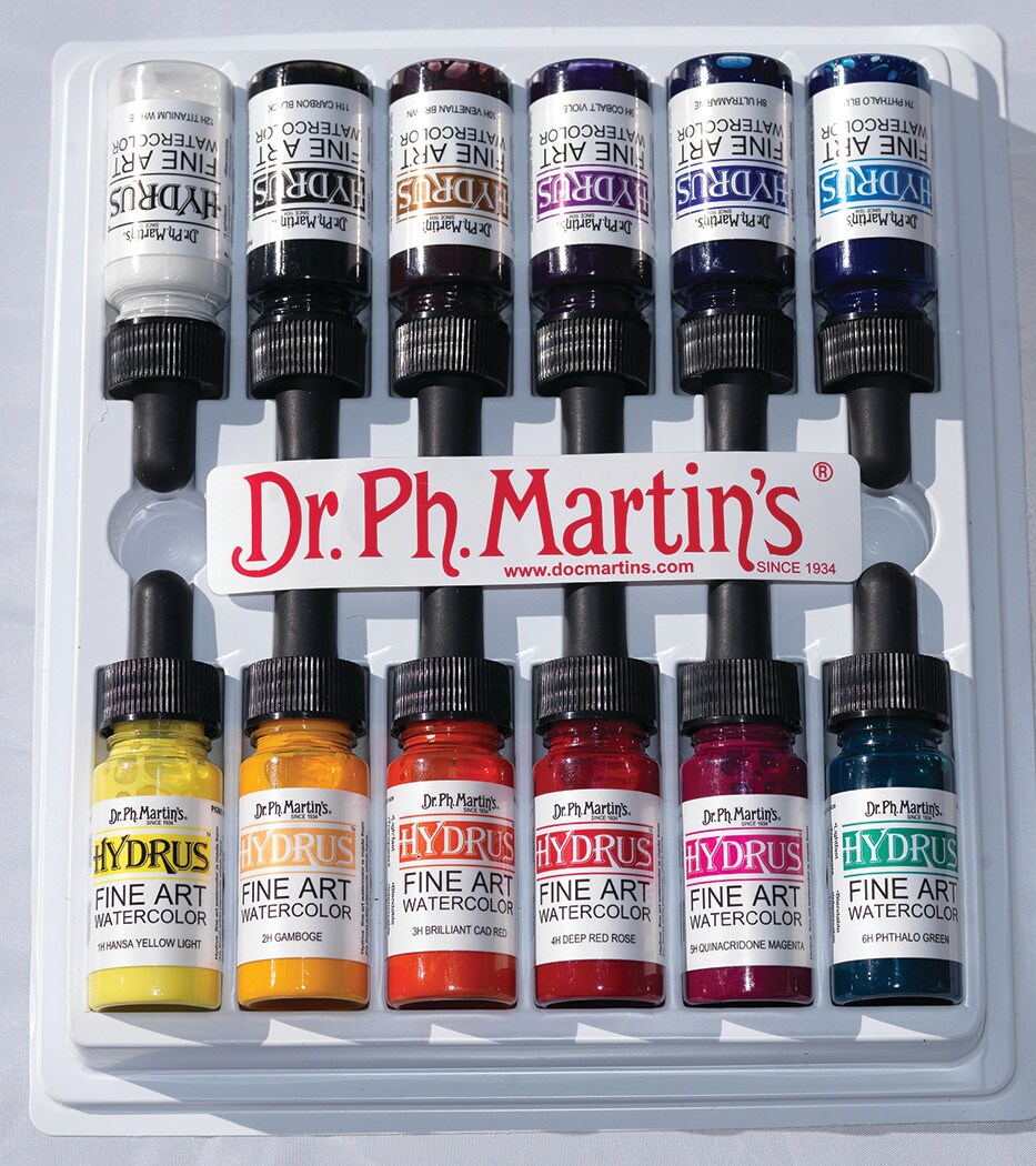 Dr. Ph. Martin's Hydrus Fine Art Watercolor Set #1, 12-Colors, .5 oz.  Bottles