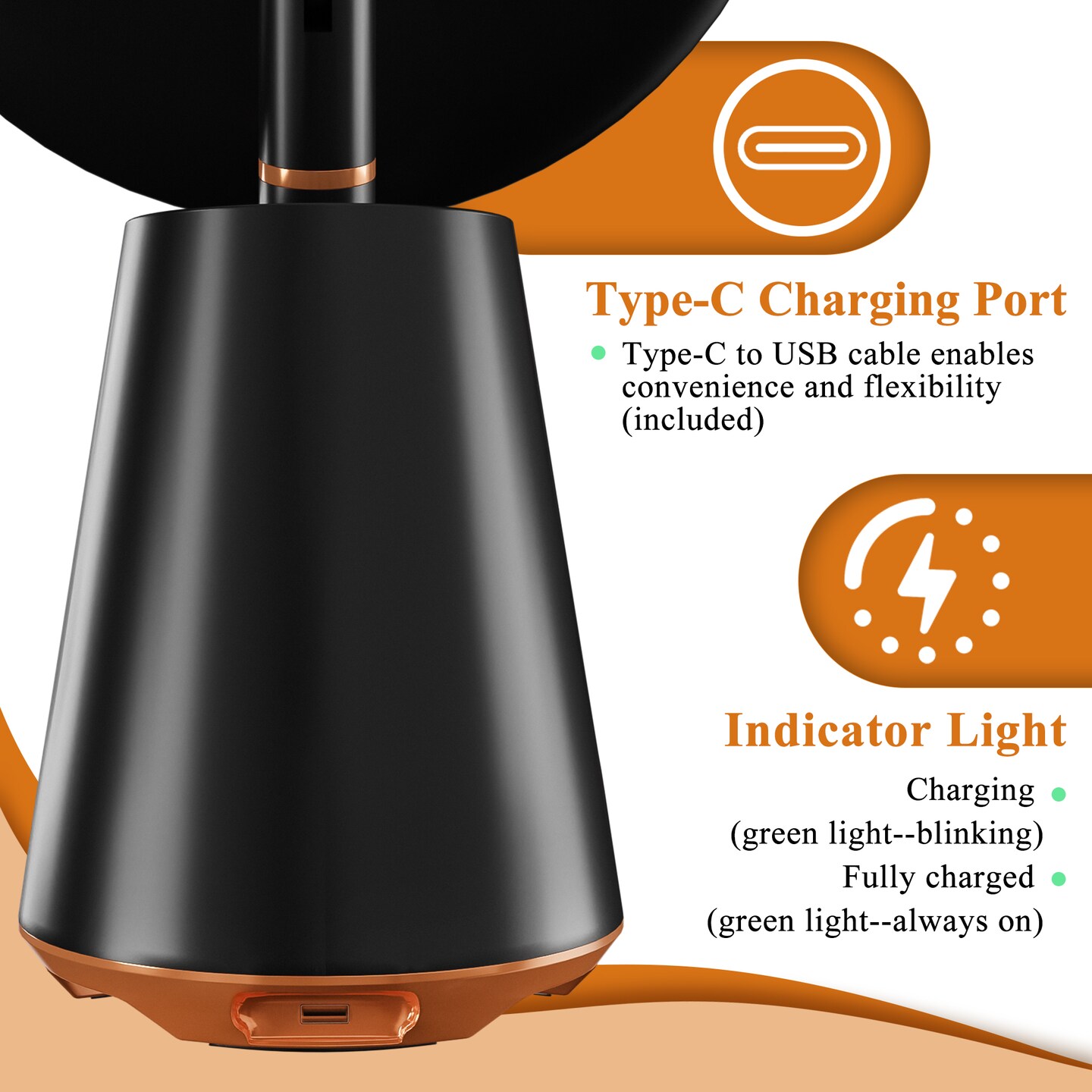 180&#xB0; Rotatable Handheld LED Vanity Mirror with Smart Button