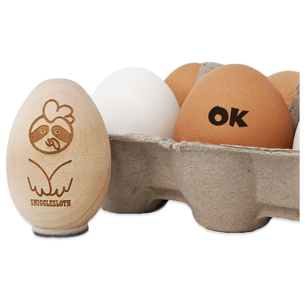 OK Okay Fun Text Chicken Egg Rubber Stamp