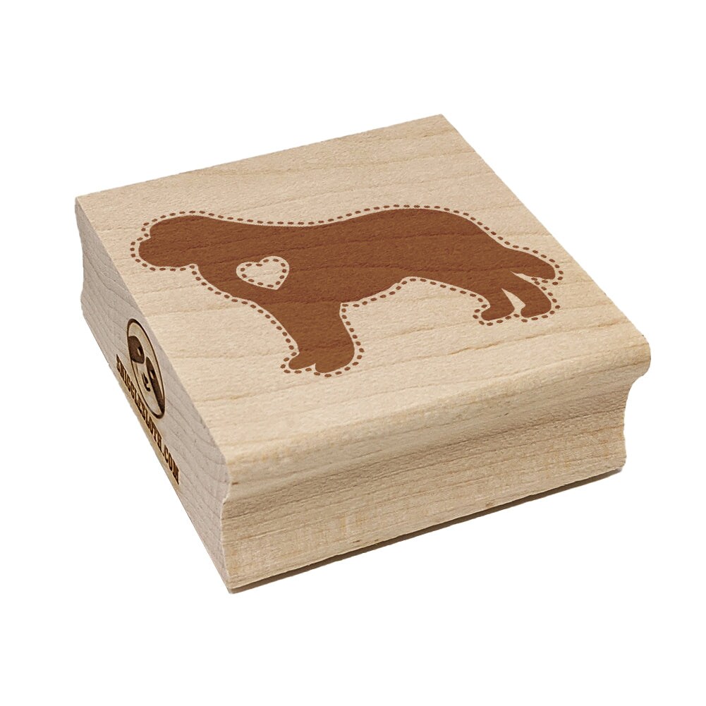 St Bernard Saint Dog with Heart Square Rubber Stamp for Stamping Crafting