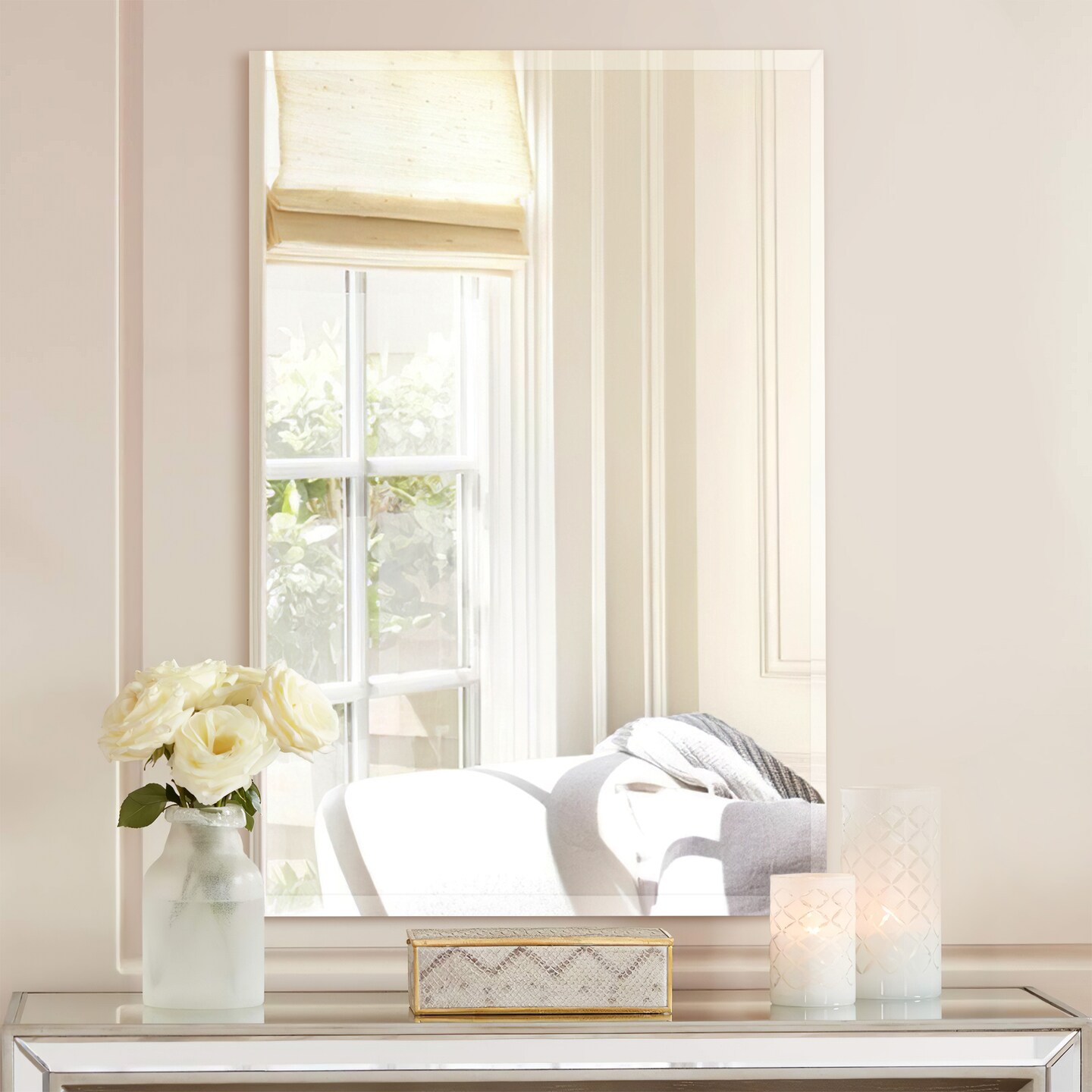 35.4&#x22; x 23.7&#x22; Rectangular Beveled Edge Frameless Decorative Mirror