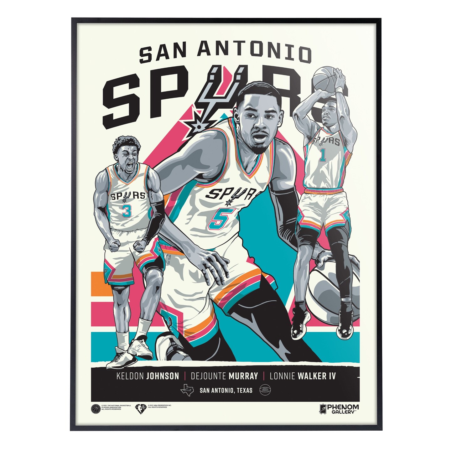 Phenom Gallery San Antonio Spurs Mixtape 18" x 24" Deluxe Framed Serigraph