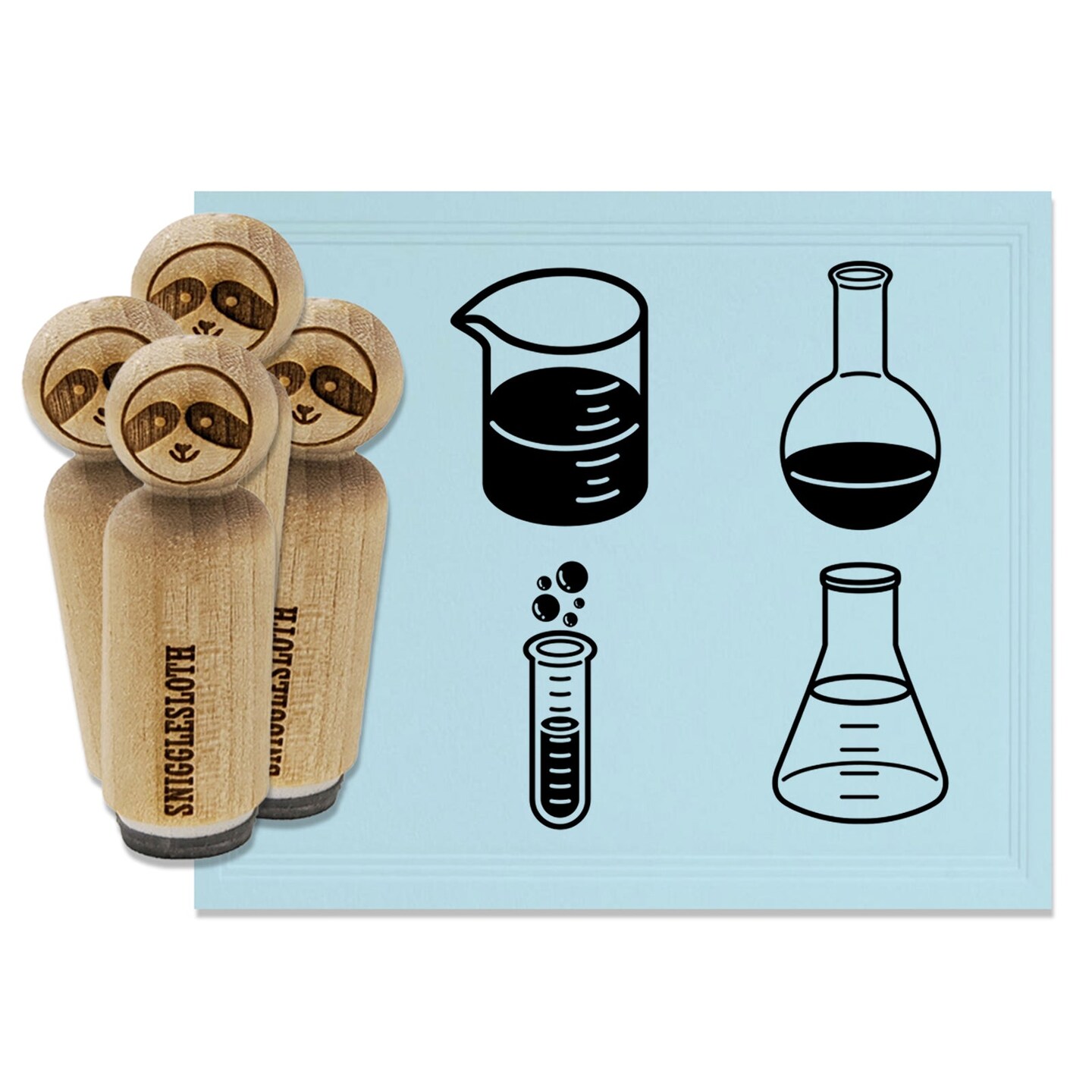 Chemistry Science Flask Test Tube Beaker Rubber Stamp Set for Stamping Crafting Planners