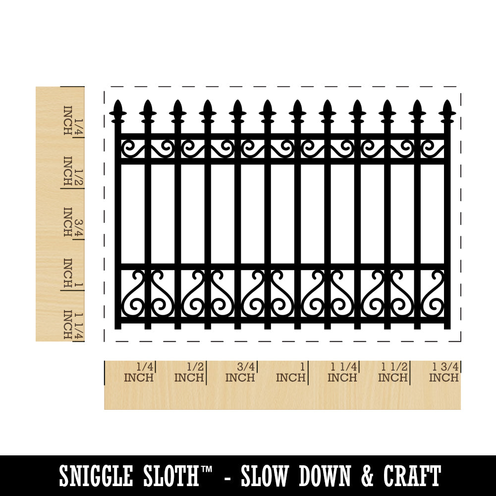 Fancy Wrought Iron Gate Fence Rectangle Rubber Stamp for Stamping Crafting