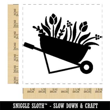 Darling Wheelbarrow Spring Summer Flowers Gardening Square Rubber Stamp ...