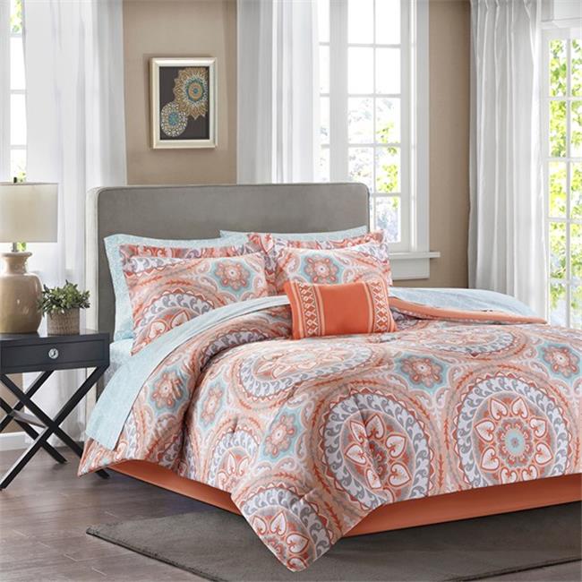 Madison Park MPE10207 9 Pieces Coral Serenity Complete Bed And Sheet Set, King Michaels