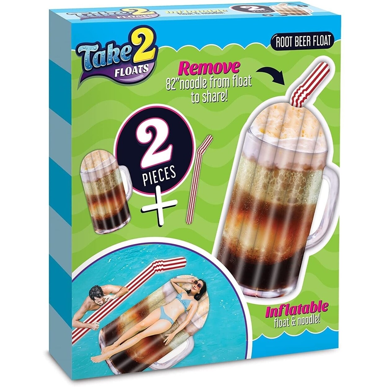 Mighty Mojo Take 2 Floats Root Beer Inflatable Pool Float Noodle Raft