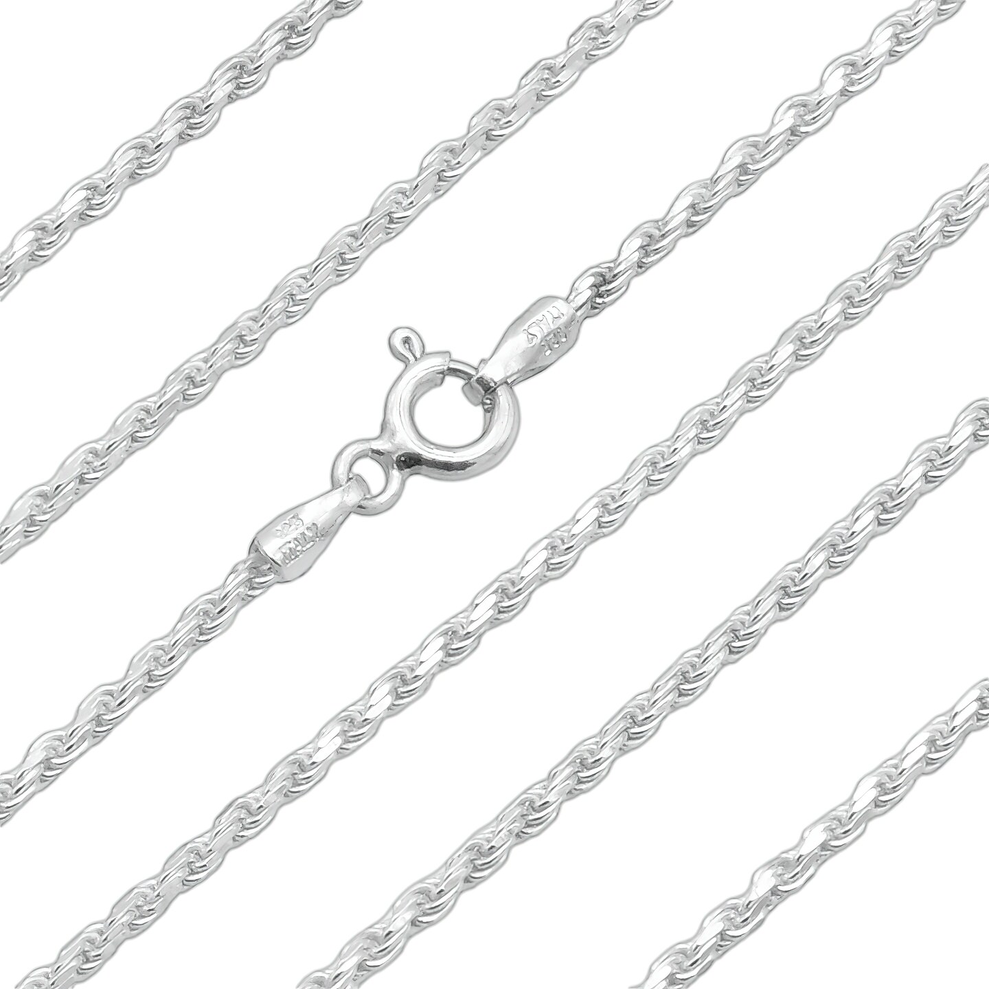 3 Italy Sterling Silver Rope Chains Long Necklace 22&#x22;