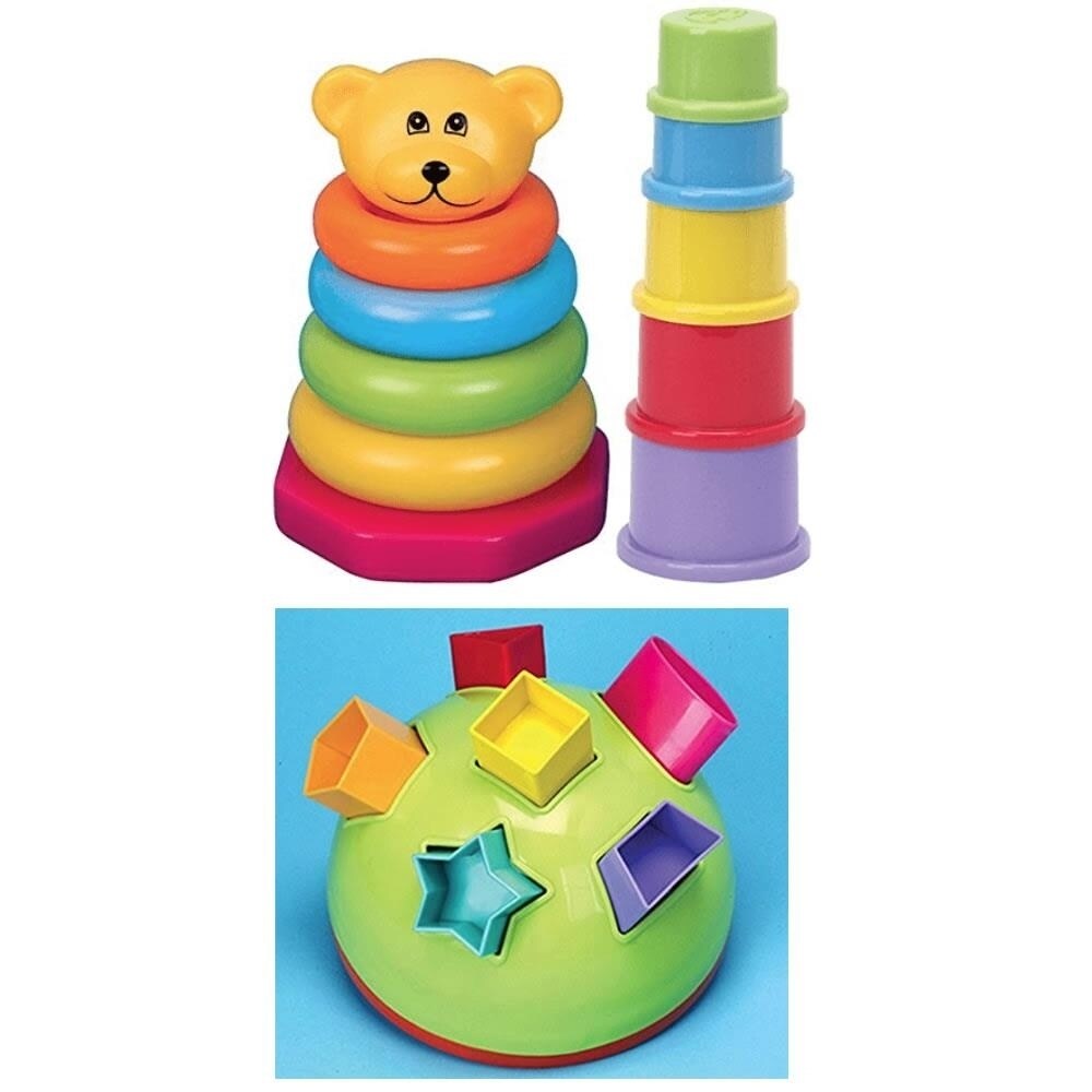 Funtime My 1st Teach Time Gift Set Interactive Shape Sorter Stacking Toy