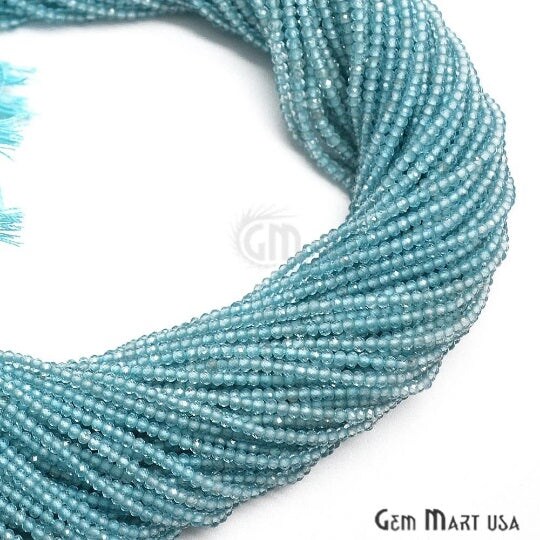 Blue Apatite Rondelle Beads, 12-13 Inch Gemstone Strands, Drilled Strung Nugget Beads, Faceted Round, 2-2.5mm, GemMartUSA (RLBA-70000)