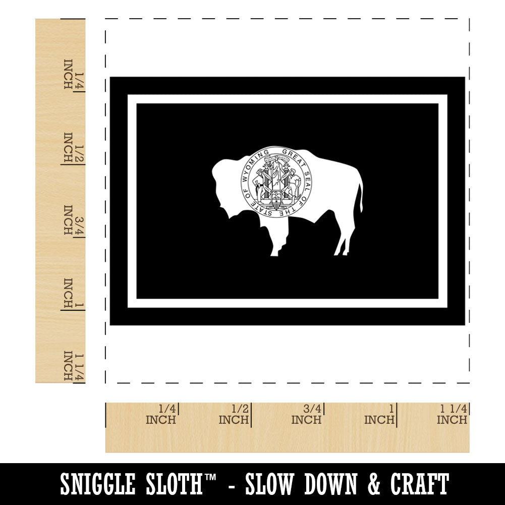Wyoming State Flag Square Rubber Stamp for Stamping Crafting
