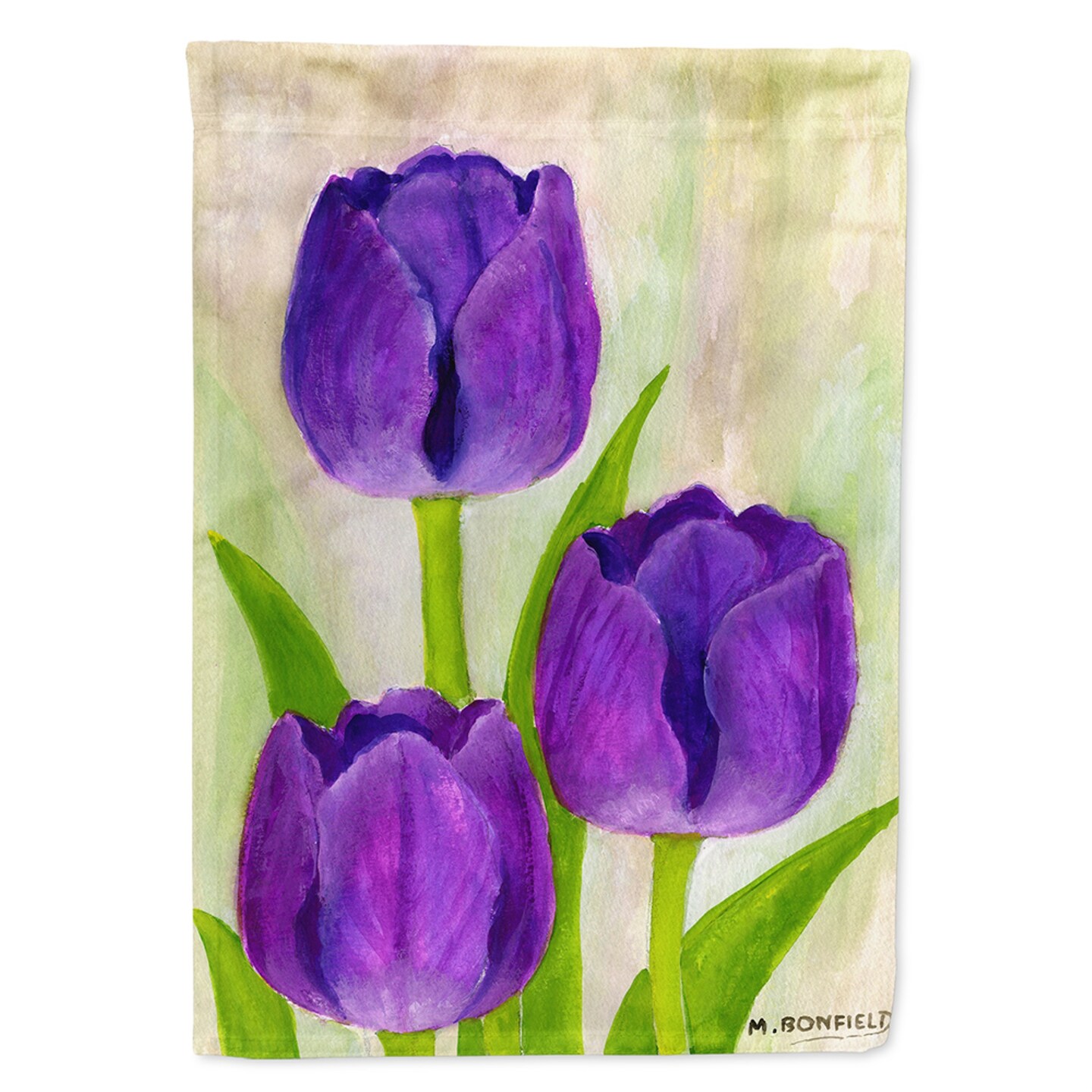 &#x22;Caroline&#x27;s Treasures BMBO1033CHF Purple Tulips by Maureen Bonfield Canvas House Flag, Large, Multicolor&#x22;