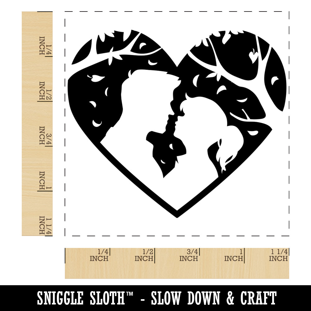 Valentine&#x27;s Day Couple Kiss Heart Love Anniversary Square Rubber Stamp for Stamping Crafting