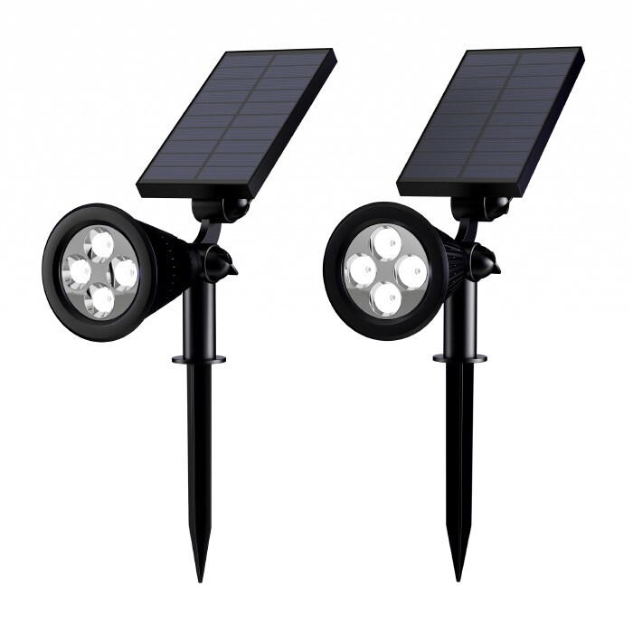 Pure Garden Solar Powered Outdoor Spotlights -Set of 2 Landscape Lights-Ground Stakes or Wall Mountable 4 LED Bulbs-For Pathway