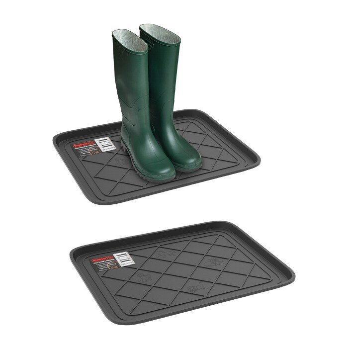 All Weather Boot Tray - Small Water Resistant Plastic Utility Shoe Mats 2 Pack 19 X 15 Inches