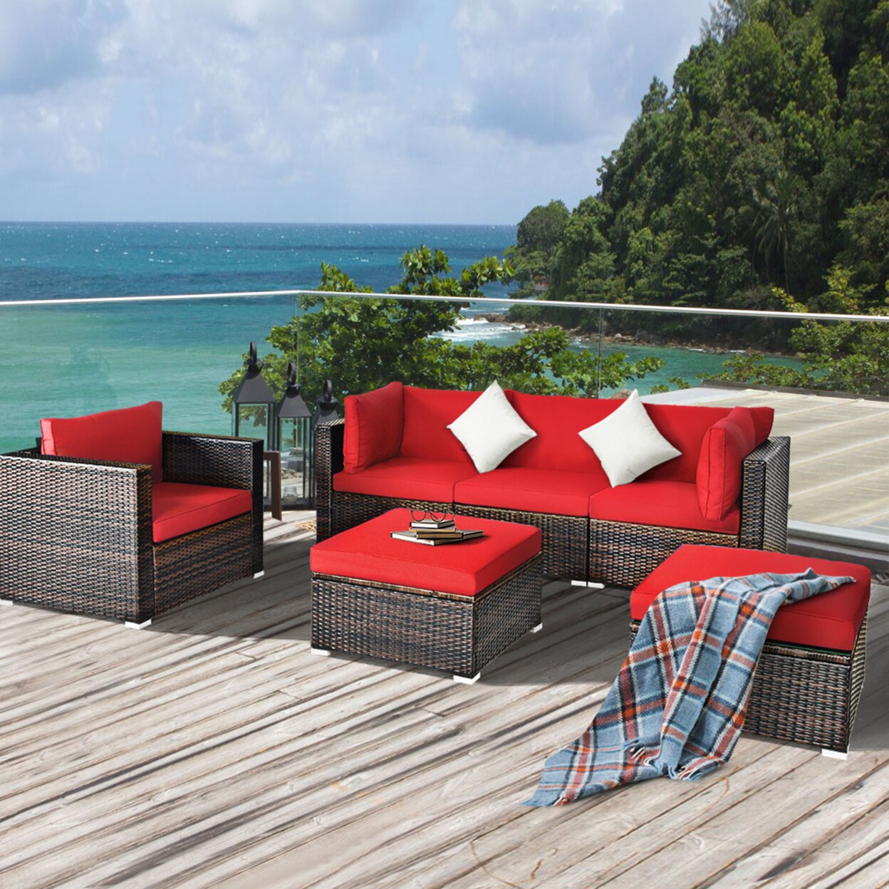 Red patio conversation sets sales
