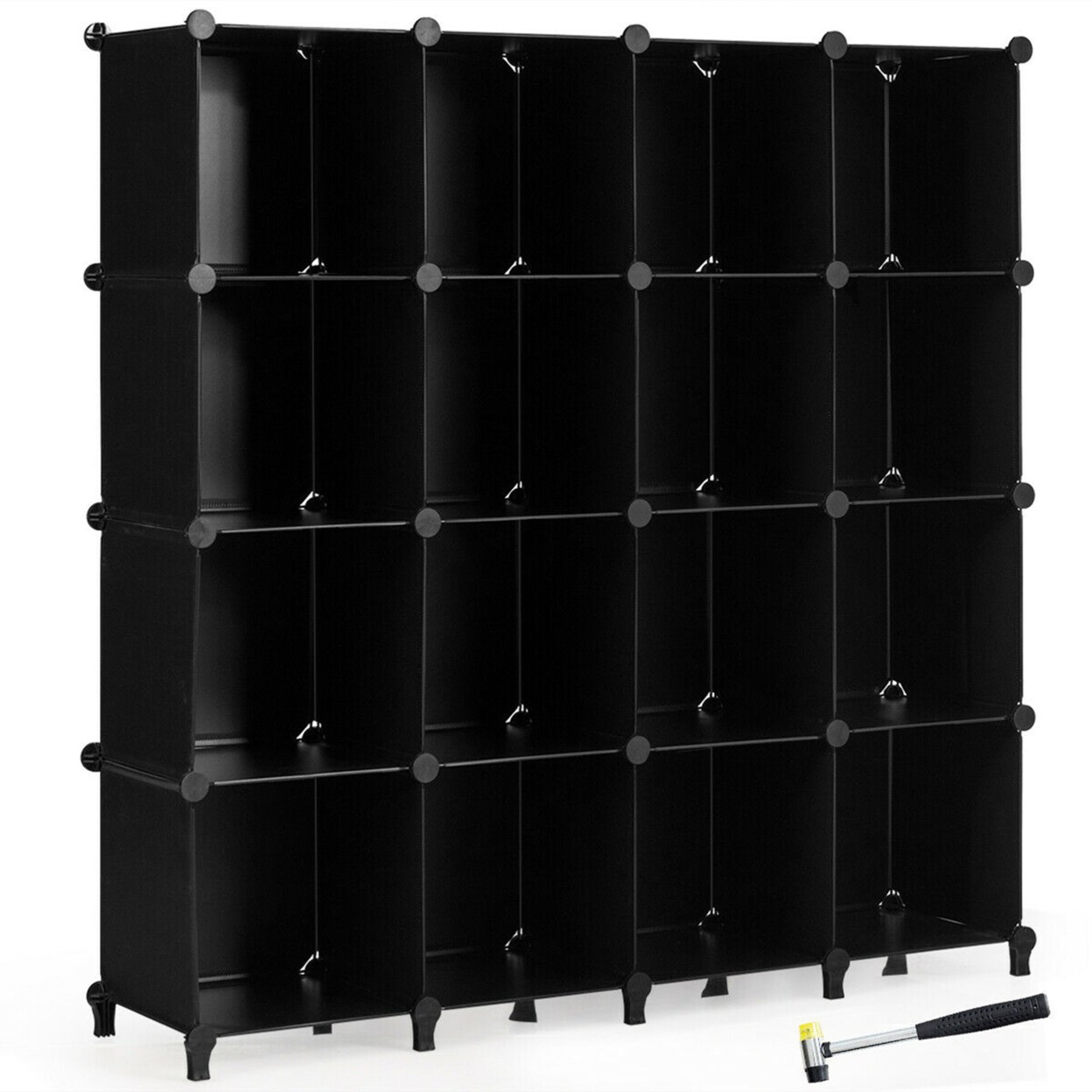 Gymax 16 Cube Storage Organizer Plastic Organizer Units 49.5 X 13 X 50.5 Black