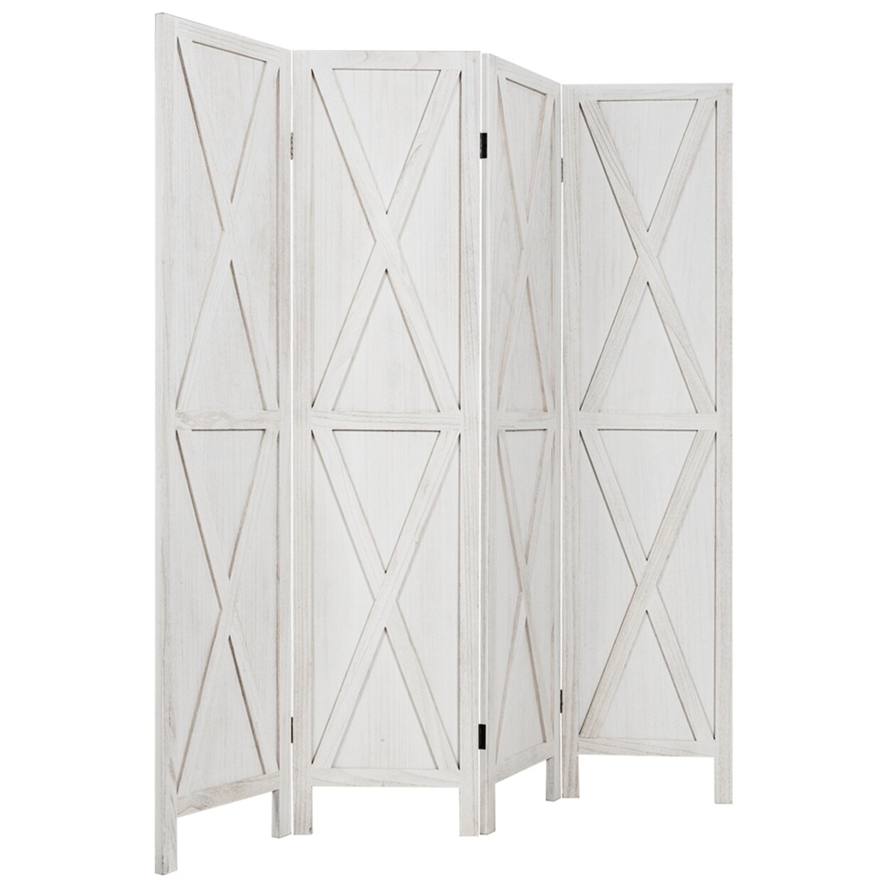 Gymax 5.6Ft Folding 4-Panel Wood Room Divider Privacy Screen Home Office White