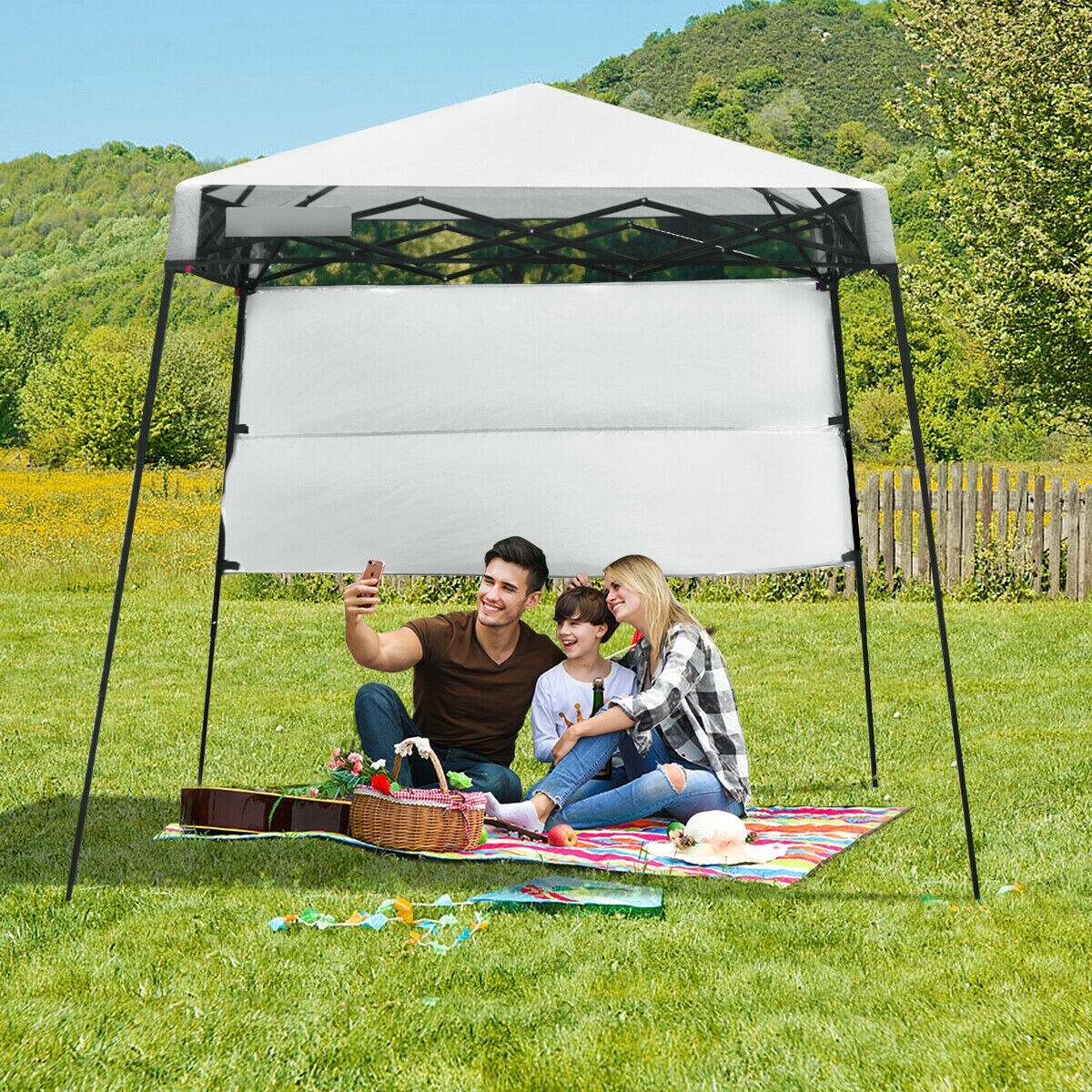 7X7 Ft Slant Leg Pop-Up Canopy Tent Shelter Adjustable Portable Carry Bag