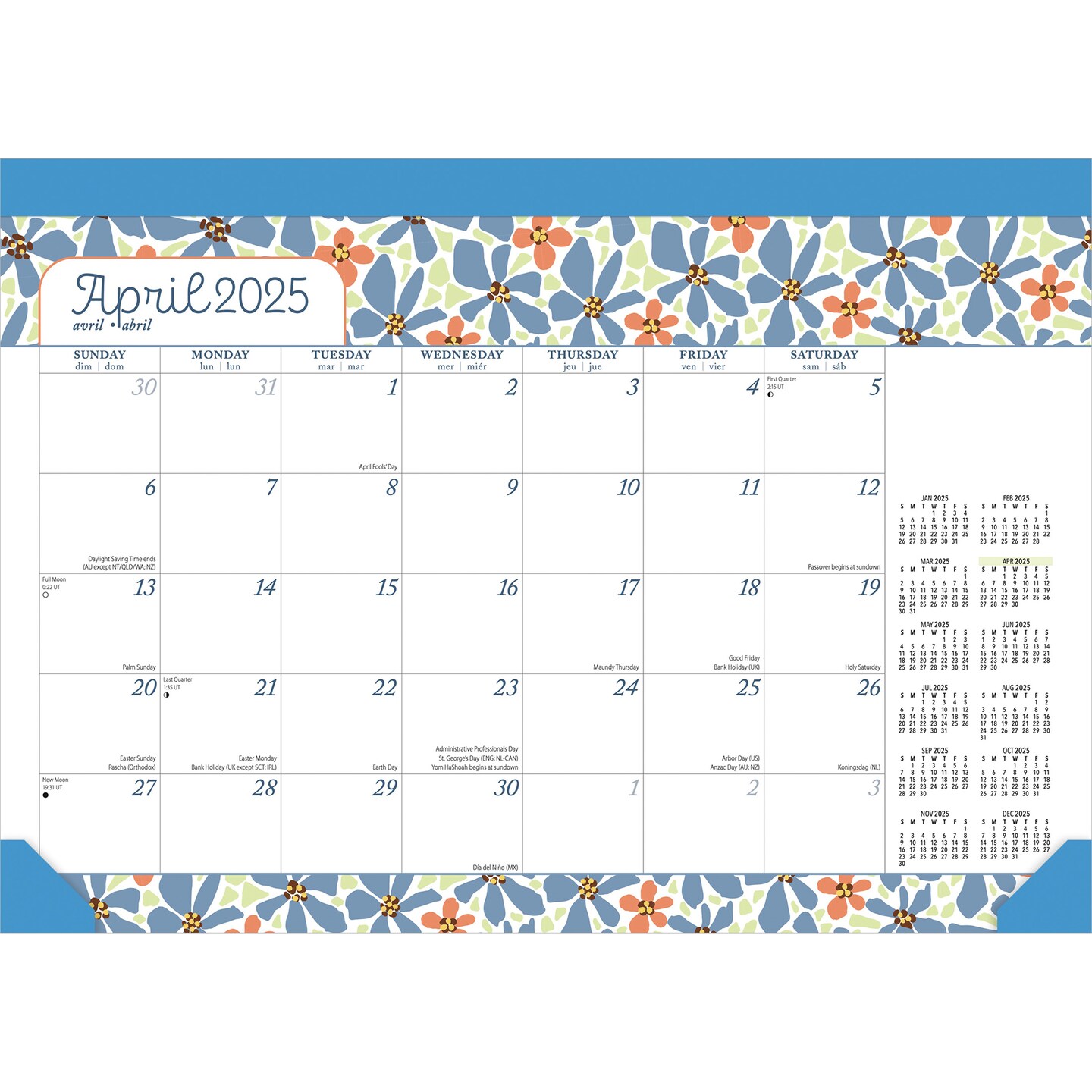 Spring Awakening | 2025 14 x 10 Inch 18 Months Monthly Desk Pad Calendar | July 2024 - December 2025 | Plato | Artwork Stationery