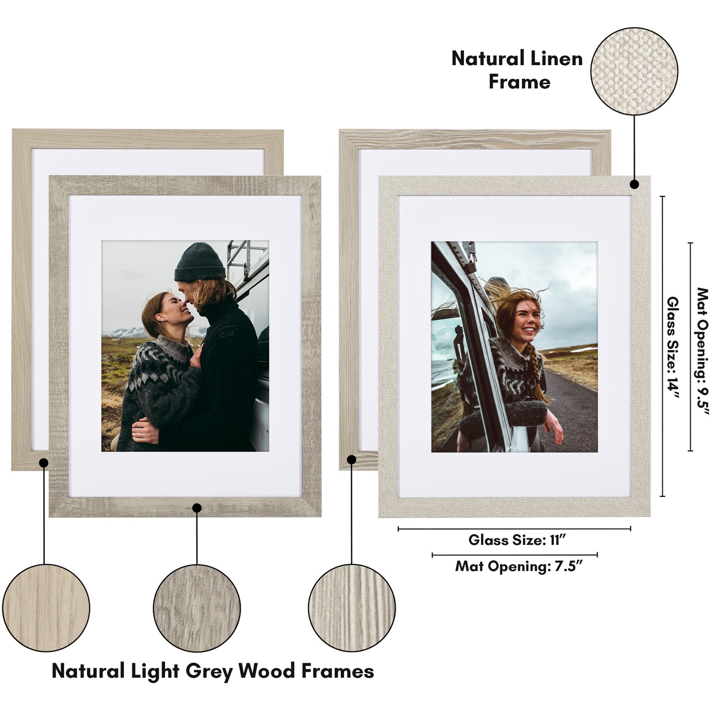Americanflat Photo Frame Set with Mat - Set of 4 - Farmhouse Decor Picture Frames - Shatter Resistant Glass - Hanging Hardware - Includes Easel
