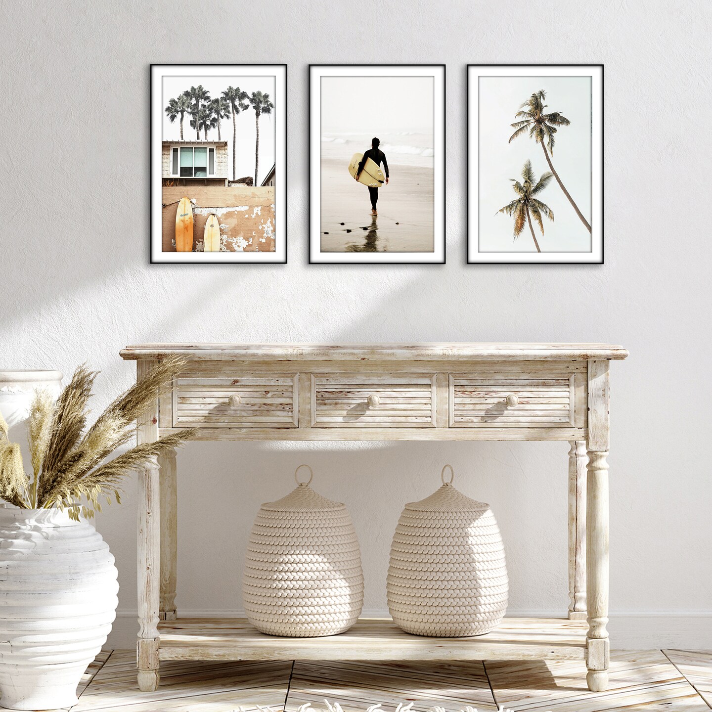 Americanflat Front Loading Picture Frame Set with Mat - Set of 3 - Wall Decor Frames - Shatter Resistant Glass - Hanging Hardware with Snap-Out Easel - Black