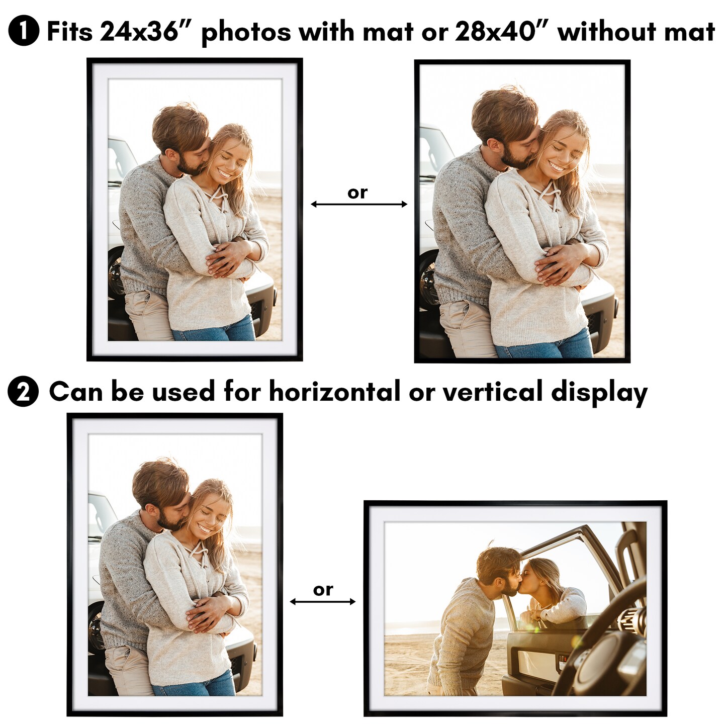 Americanflat Gallery-Style Picture Frame with Mat - Showcase Artwork, Prints, and Photos - Shatter Resistant Glass - Hanging Hardware with Drywall Anchor