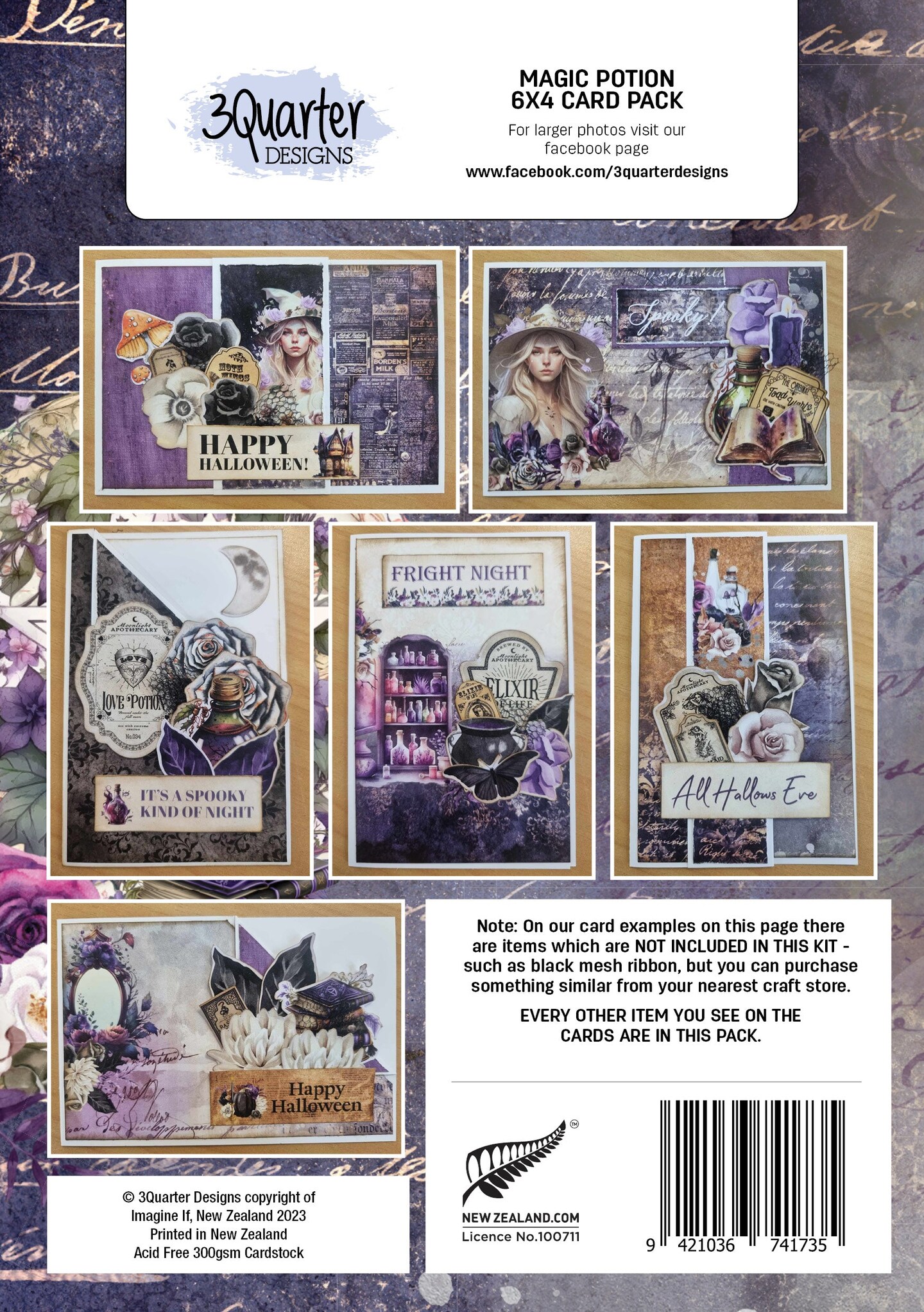 3Quarter Designs Magic Potion 6x4 Card Pack
