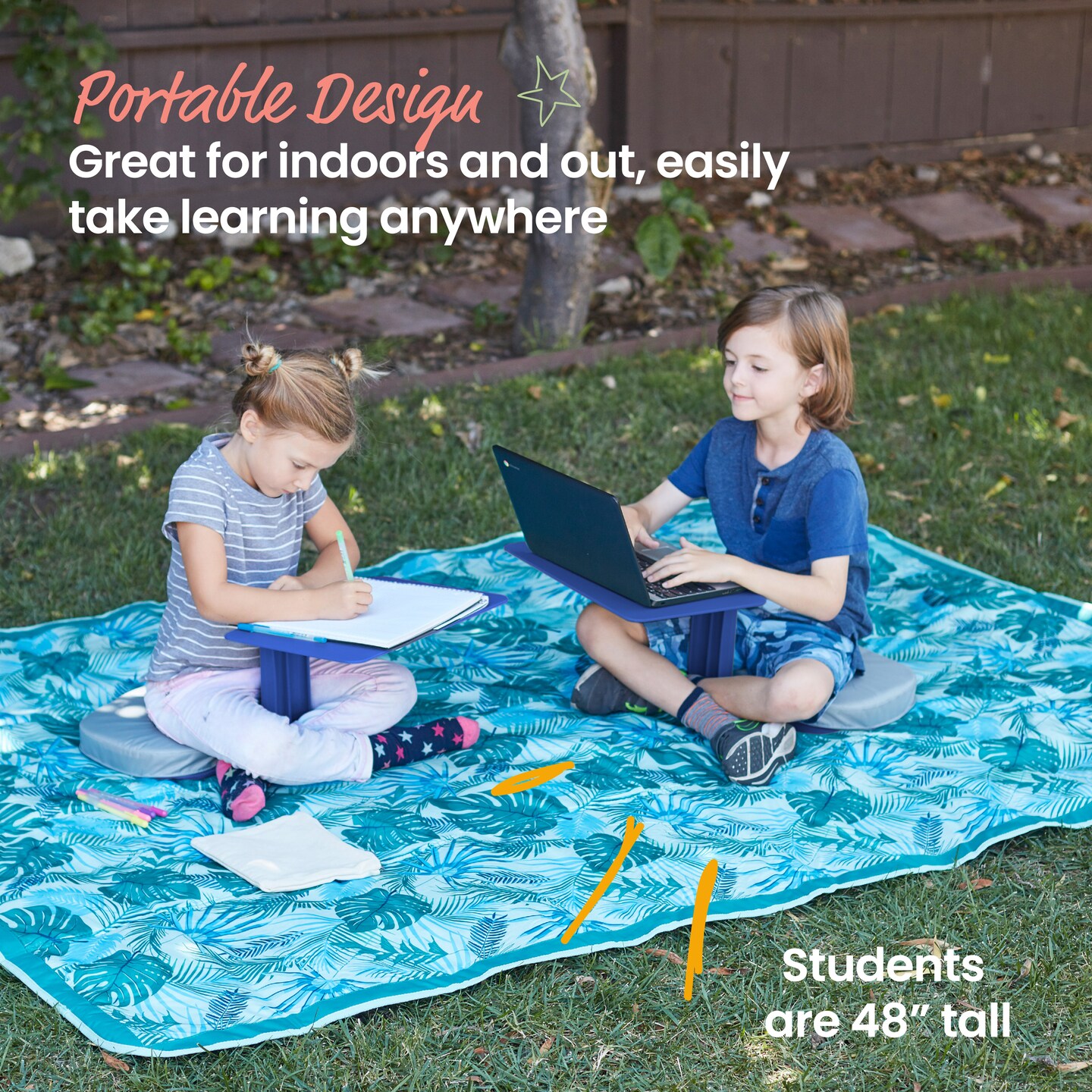 The Surf Portable Lap Desk and Surf Cushion, Flexible Seating Floor Desk with Foam Pad, 1-Pack