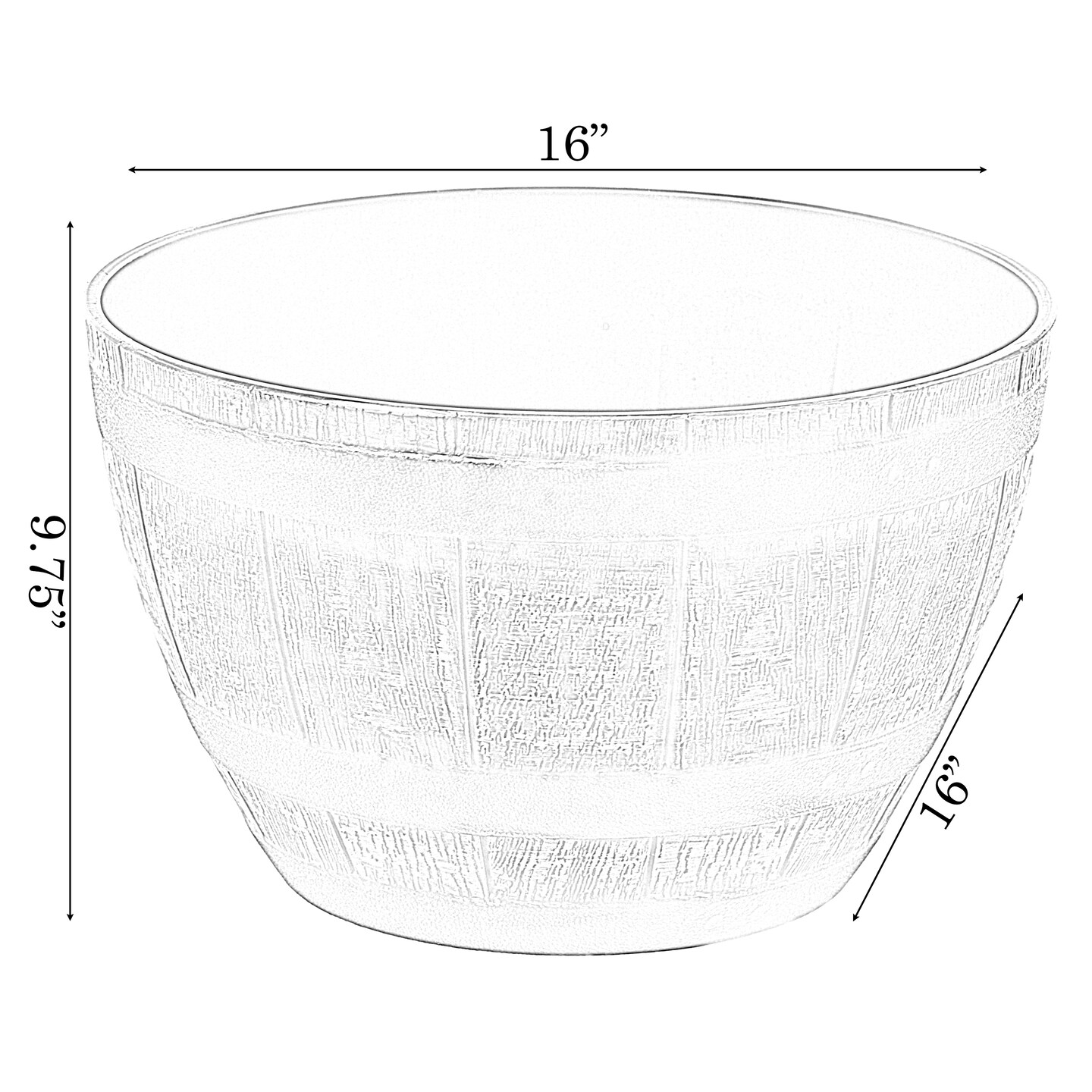 Brown Outdoor Rustic Half Barrel Flower Garden Planter Bowl, Plastic