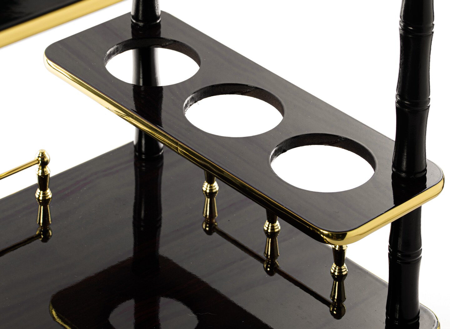 Serving Bar Cart Tea Trolley, 2 Tier Shelves on Rolling Wheels, Mobile Liquor Bar for Wine Beverage Drink Dinner Party, Utility Kitchen Storage Island Coffee Cabinet for Dining Living Room, Wood