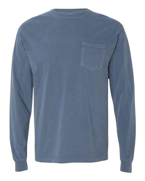 Comfort Colors® Garment Dyed Heavyweight Crewneck Long Sleeve Pocket T-Shirt