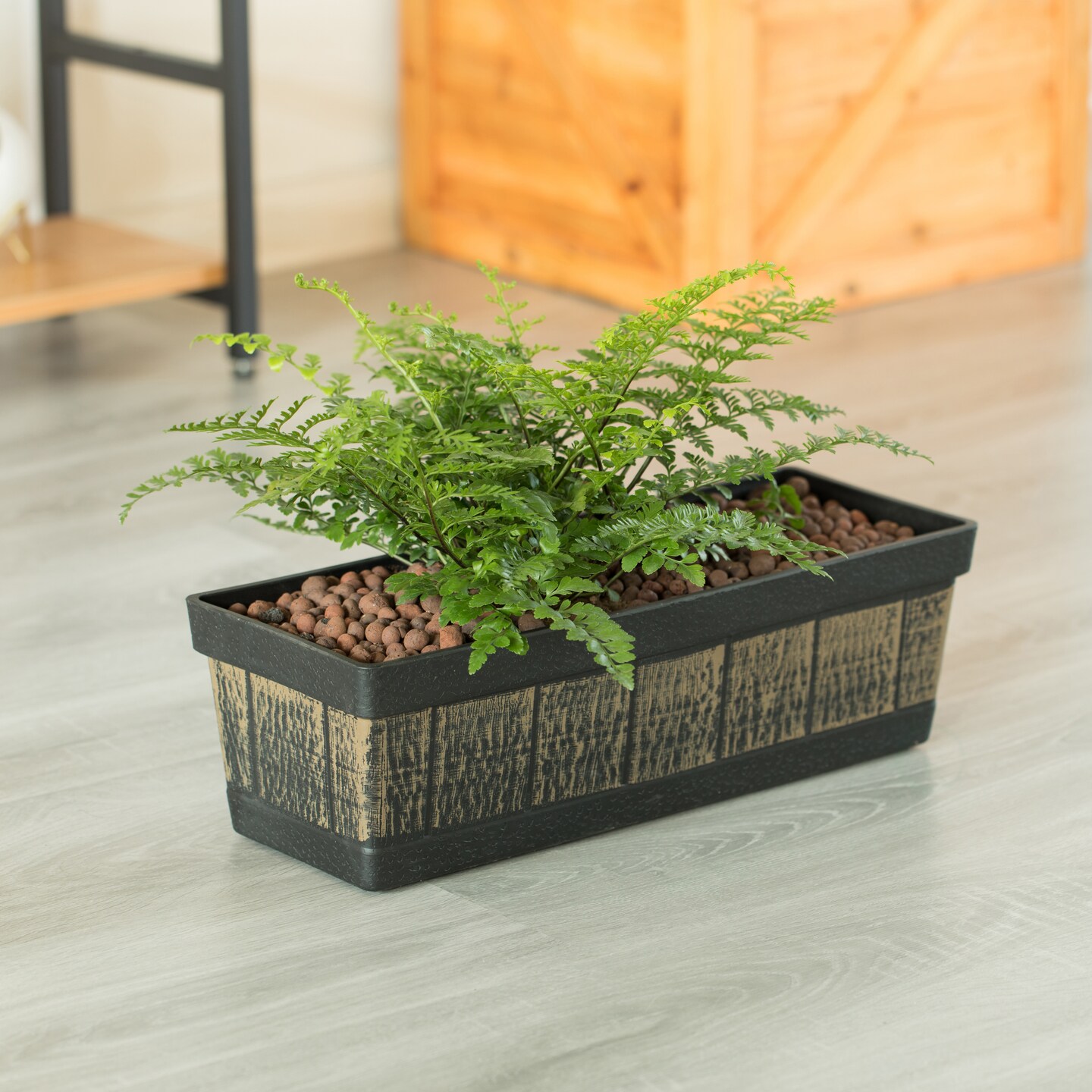 Outdoor and Indoor Rectangle Trough Plastic Planter Box, Vegetables or Flower Planting Pot, Brown