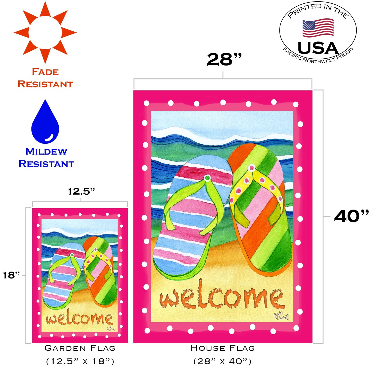 Flip Flop Welcome Decorative Summer Flag