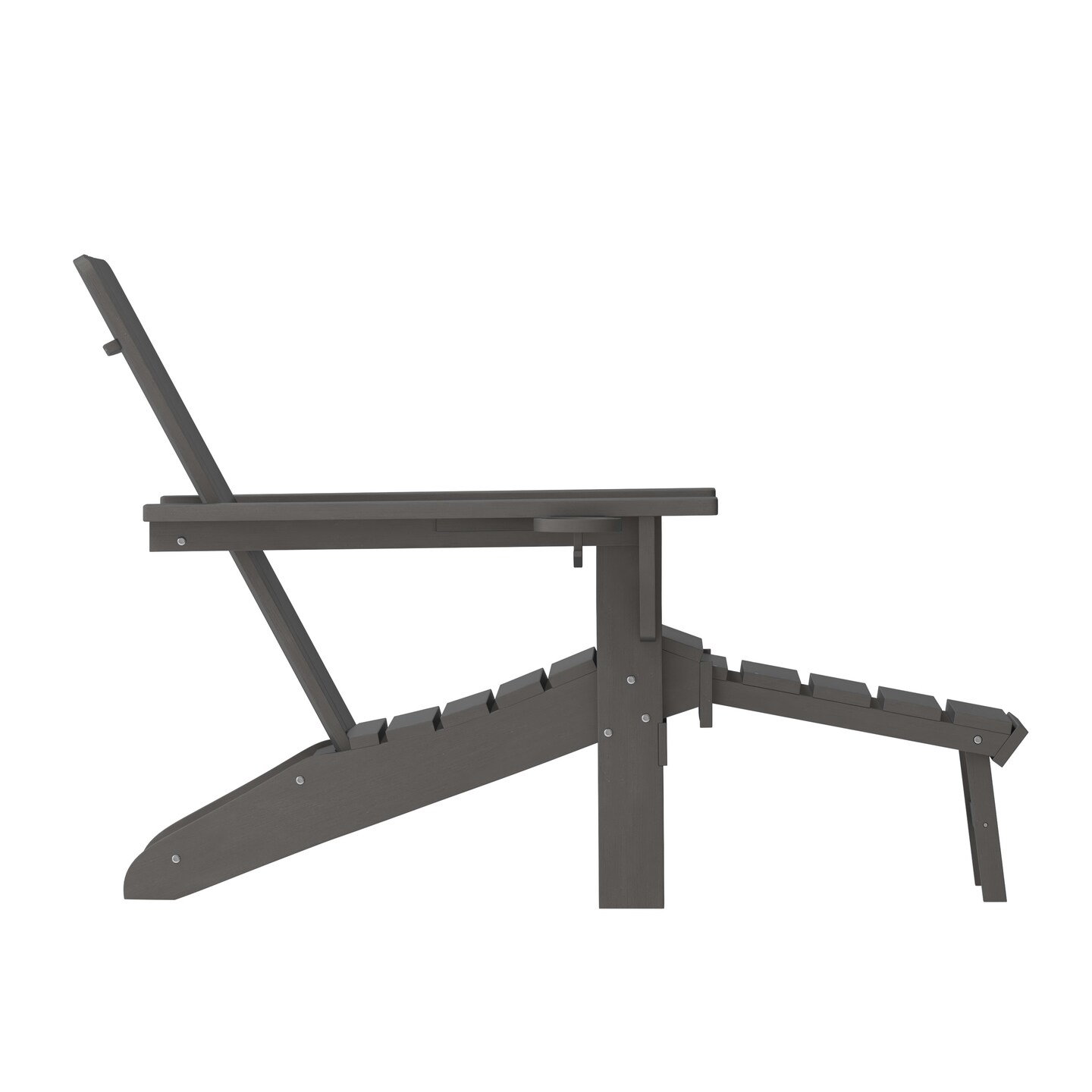 Merrick Lane Ridley HDPE Adirondack Chair with Cup Holder and Pull Out Ottoman, All-Weather HDPE Indoor/Outdoor Lounge Chair