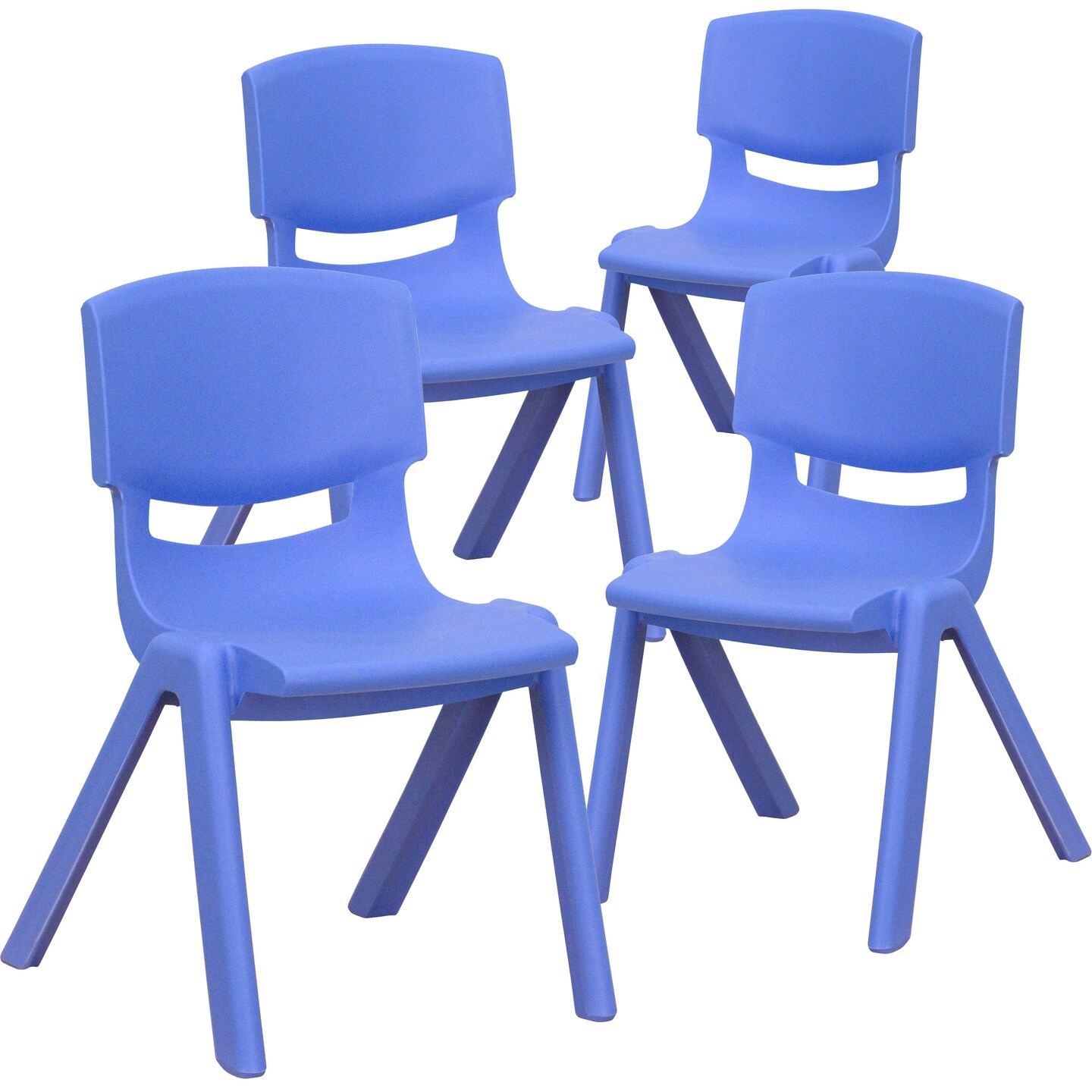 Emma and Oliver 4 Pack Plastic Stack School Chair with 12&#x22; Seat Height - Kids Chair