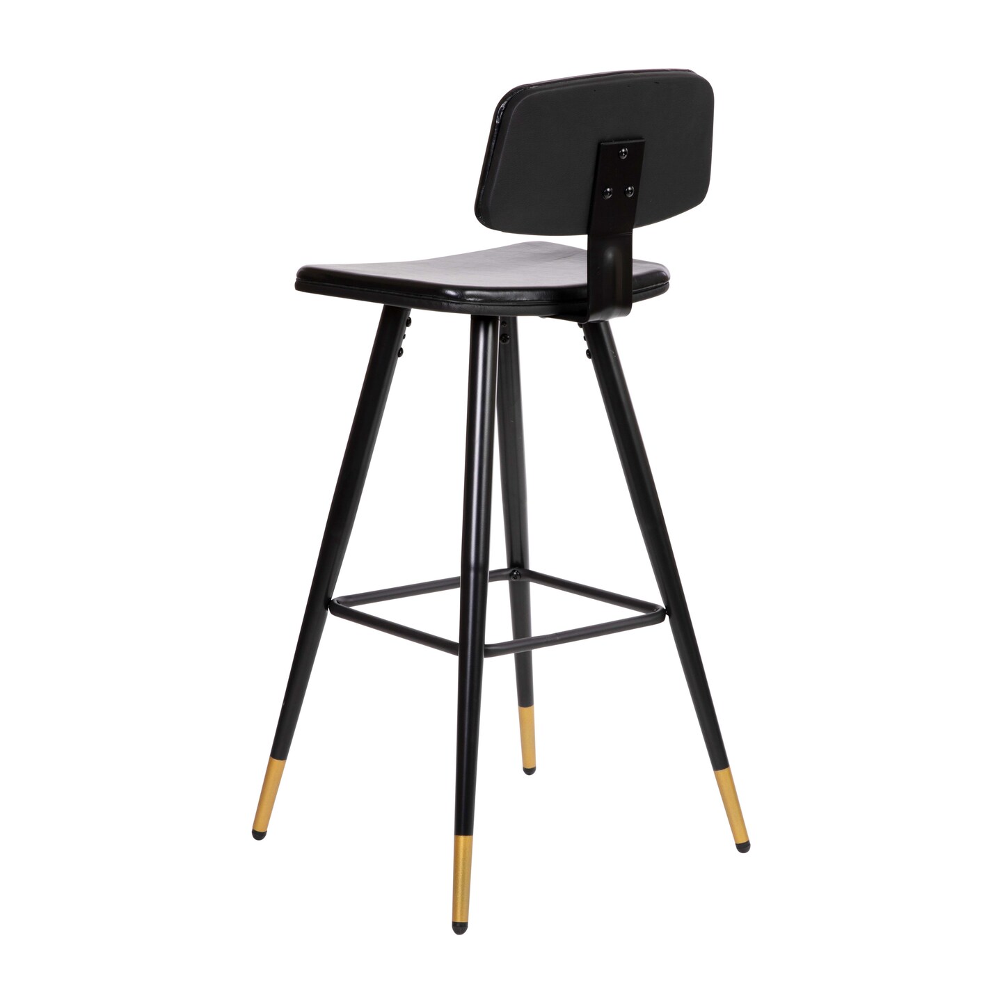 Merrick Lane Aragon Faux Leather Barstools Contemporary Upholstered Stools with Metal Frame and Integrated Footrest - Set of 2