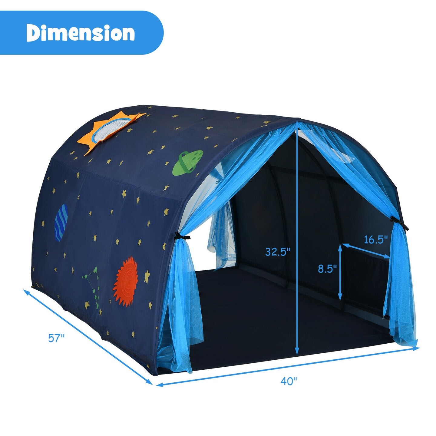 Kids Galaxy Starry Sky Dream Portable Play Tent with Double Net Curtain