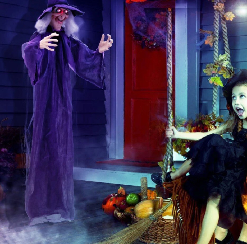 Spooky Hanging Witch - Halloween Decoration with Pre-Recorded Phrases
